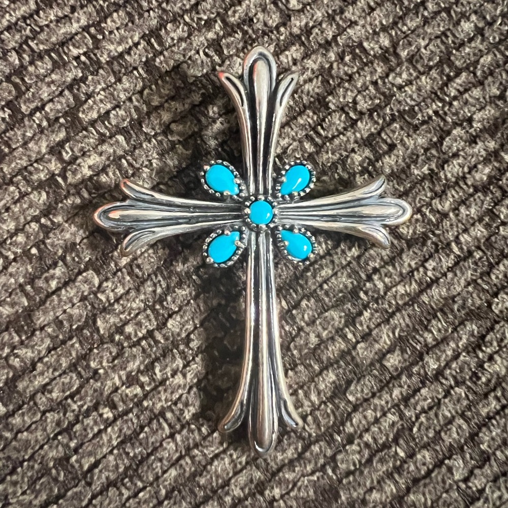 Silver turquoise pendant for necklace